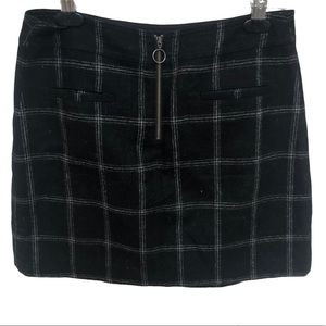 Madewell Womens Sz 6 Mini Skirt Wool Blend Front Zip Gray Lined Plaids